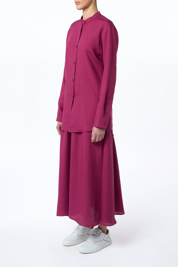 Gabriela Hearst Penelope Midi Skirt In Raspberry Aloe Linen