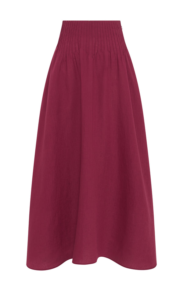 gabriela hearst Penelope Midi Skirt in Raspberry Aloe Linen