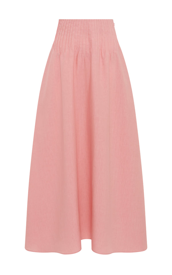gabriela hearst Penelope Midi Skirt in Rosa Aloe Linen