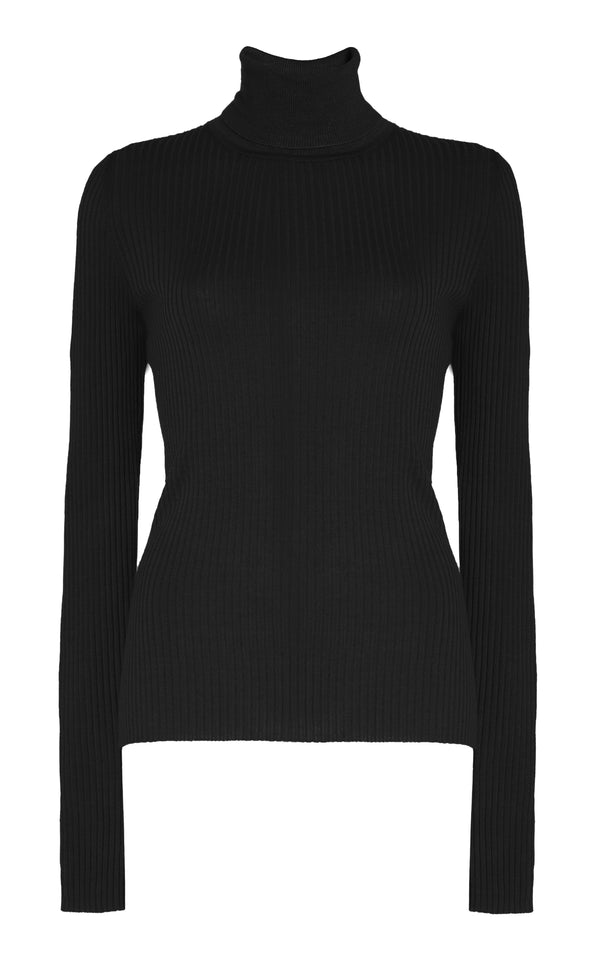 gabriela hearst Peppe Knit Turtleneck in Black Cashmere Silk