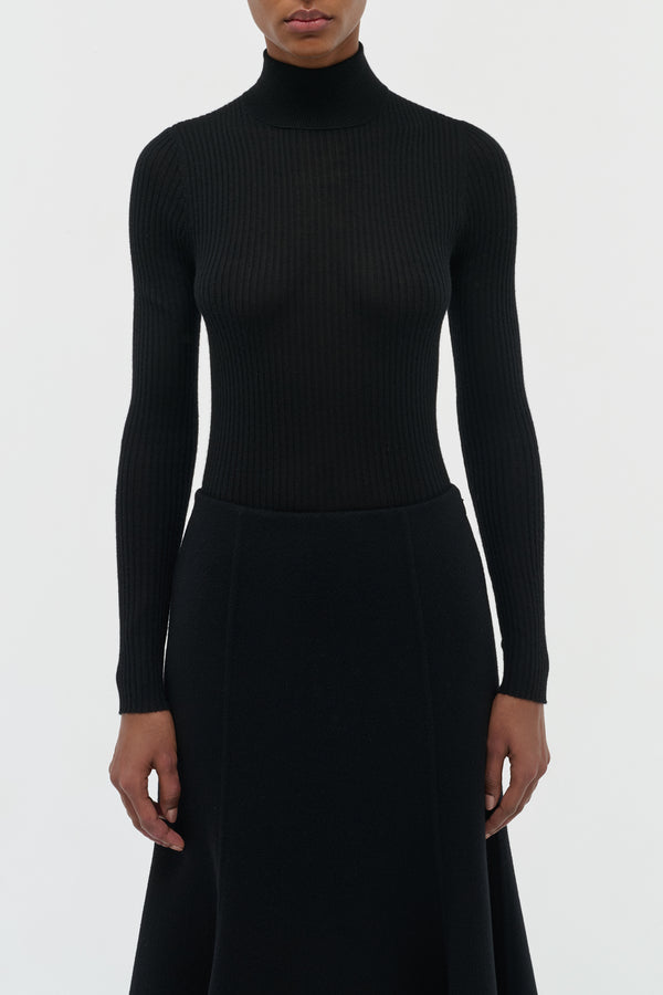 Gabriela Hearst Peppe Knit Turtleneck In Black Cashmere Silk