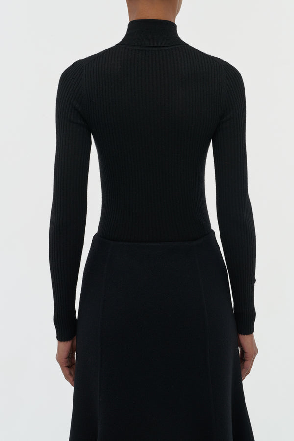 Gabriela Hearst Peppe Knit Turtleneck In Black Cashmere Silk
