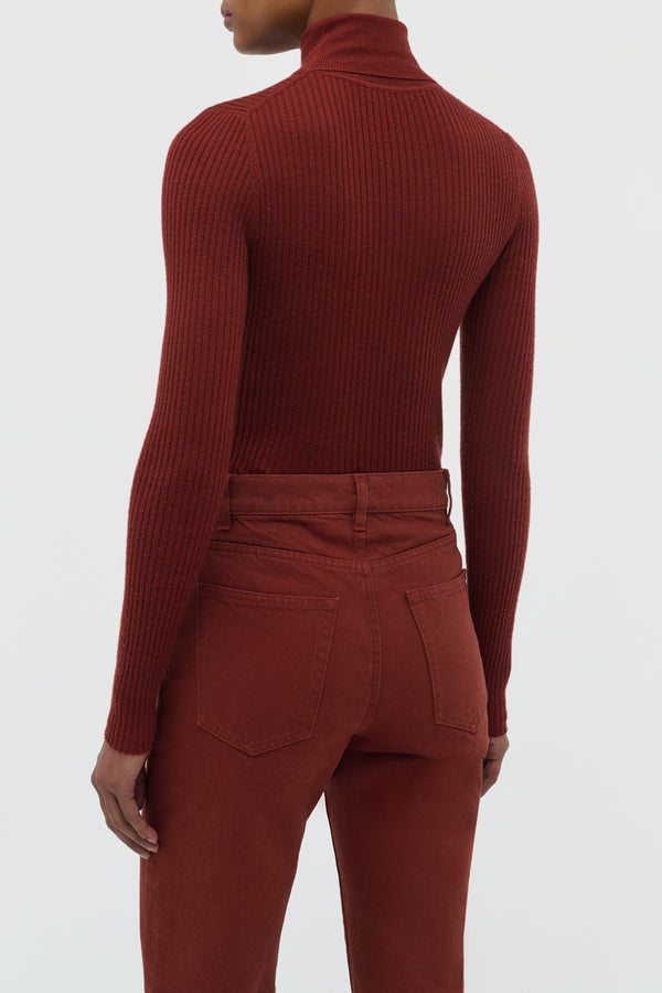 Gabriela Hearst Peppe Knit Turtleneck In Burnt Sienna Cashmere Silk