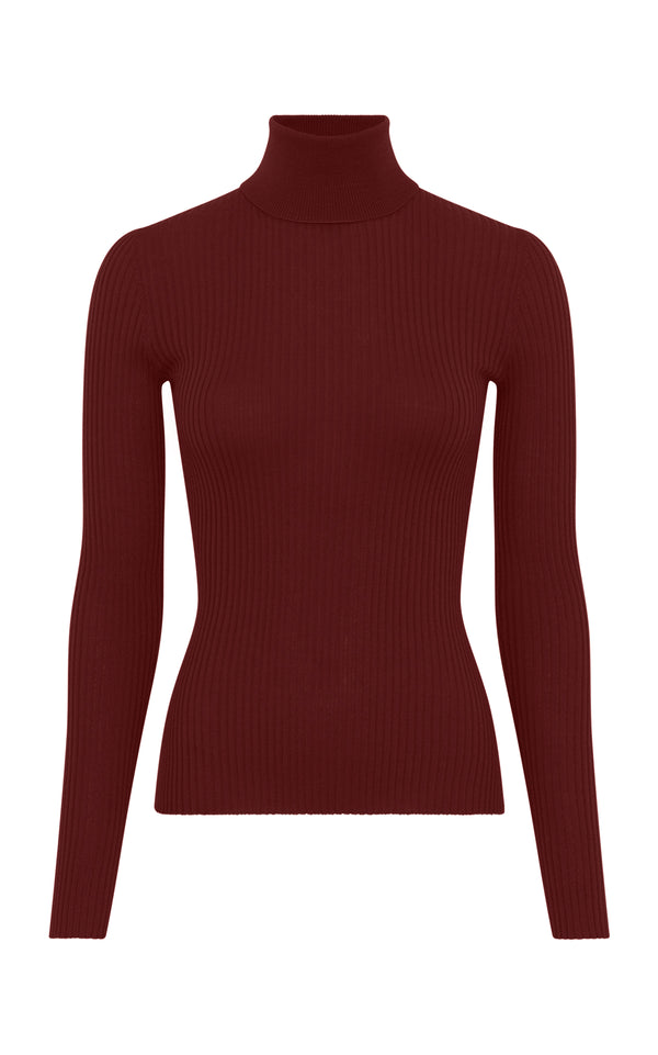 gabriela hearst Peppe Knit Turtleneck in Burnt Sienna Cashmere Silk