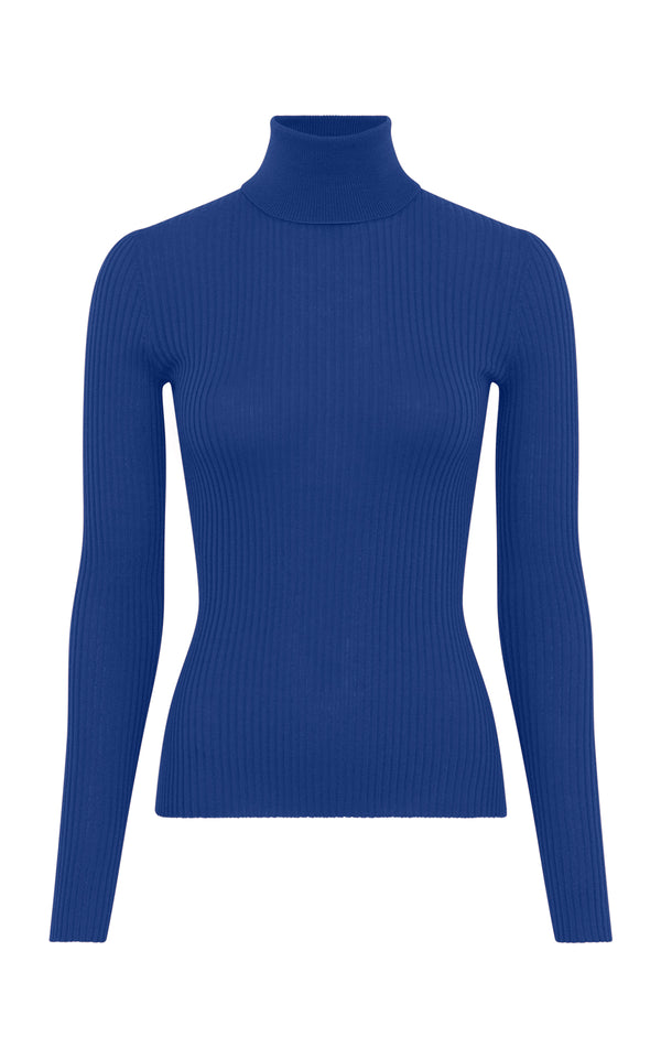 Gabriela Hearst Peppe Knit Turtleneck In Cobalt Cashmere Silk