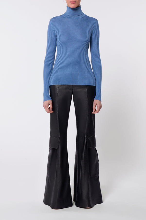 Gabriela Hearst Peppe Knit Turtleneck In Light Blue Denim Cashmere Silk