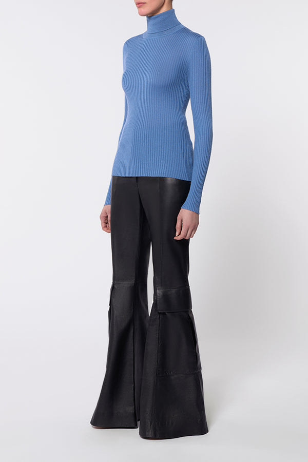 Gabriela Hearst Peppe Knit Turtleneck In Light Blue Denim Cashmere Silk