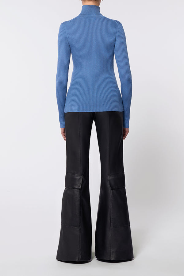 Gabriela Hearst Peppe Knit Turtleneck In Light Blue Denim Cashmere Silk