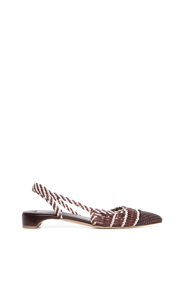 gabriela hearst Perro Braided Slingback Shoe in Chocolate Multi Leather