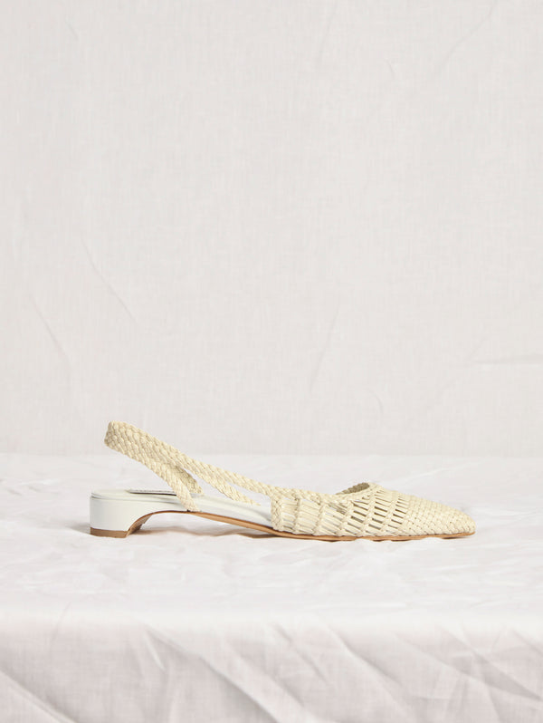Gabriela Hearst Perro Braided Slingback Shoe In Pearlized White Leather