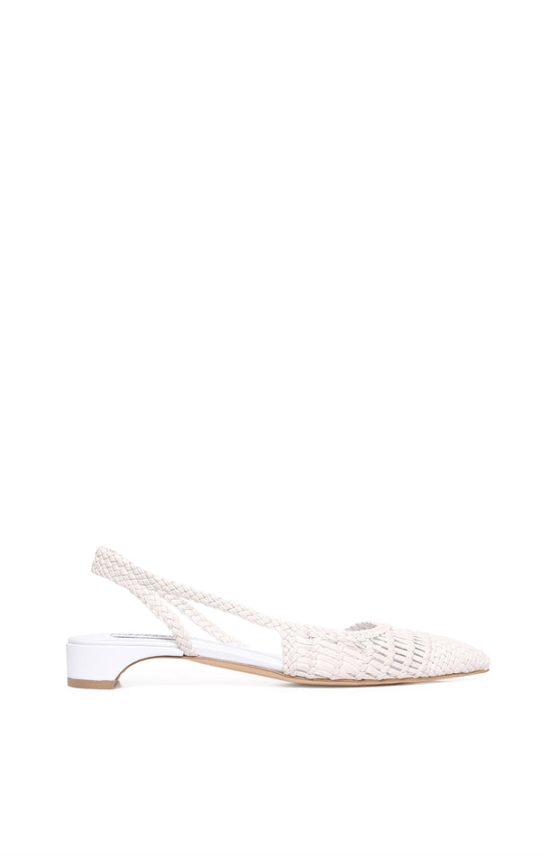 gabriela hearst Perro Braided Slingback Shoe in Pearlized White Leather