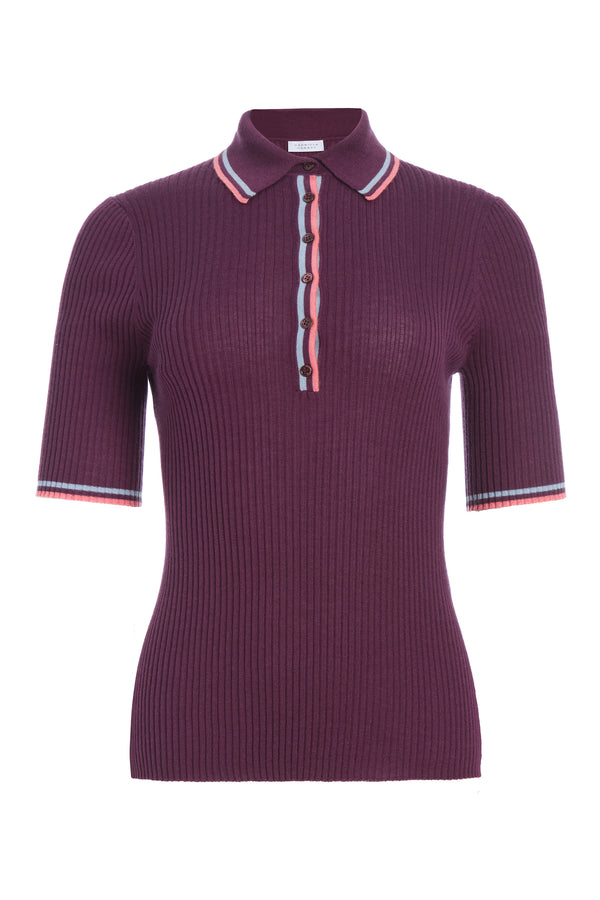gabriela hearst Perro Knit Polo in Italian Plum Cashmere Silk