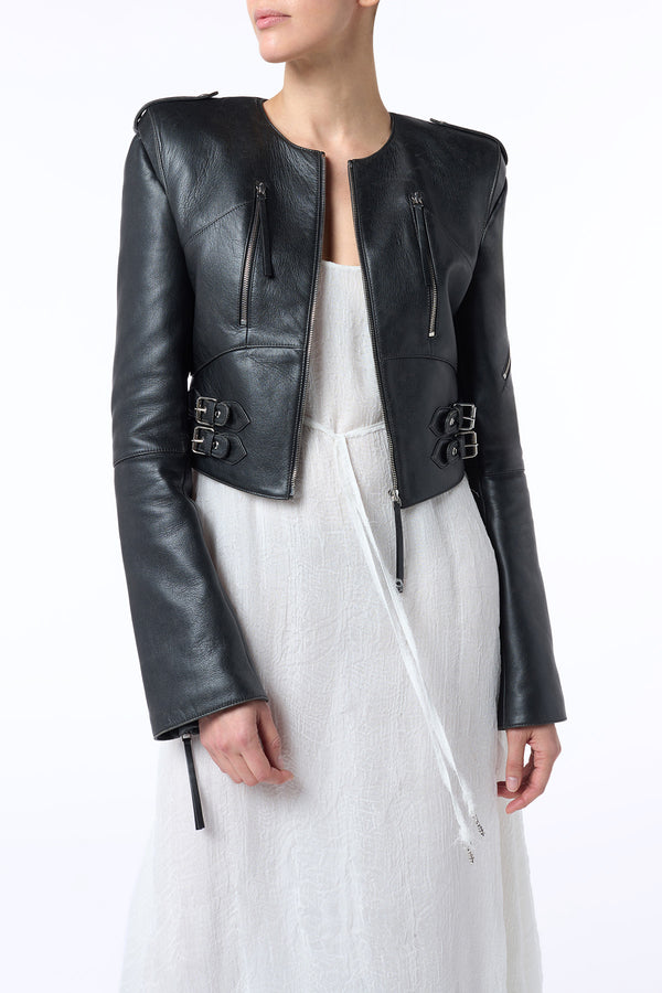 Gabriela Hearst Phanes Moto Jacket In Black Leather