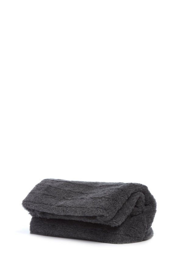 Gabriela Hearst Phoebe Clutch In Dark Grey Virgin Wool Silk Cashmere Fur