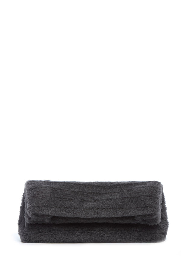 gabriela hearst Phoebe Clutch in Dark Grey Virgin Wool Silk Cashmere Fur