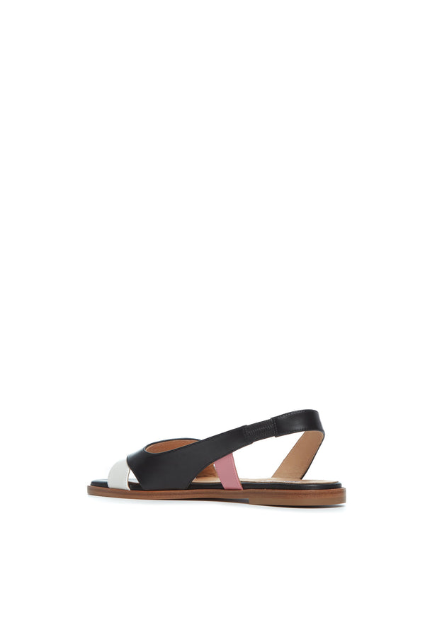 Gabriela Hearst Pippa Flat Sandal In Black & Ivory Nappa Leather