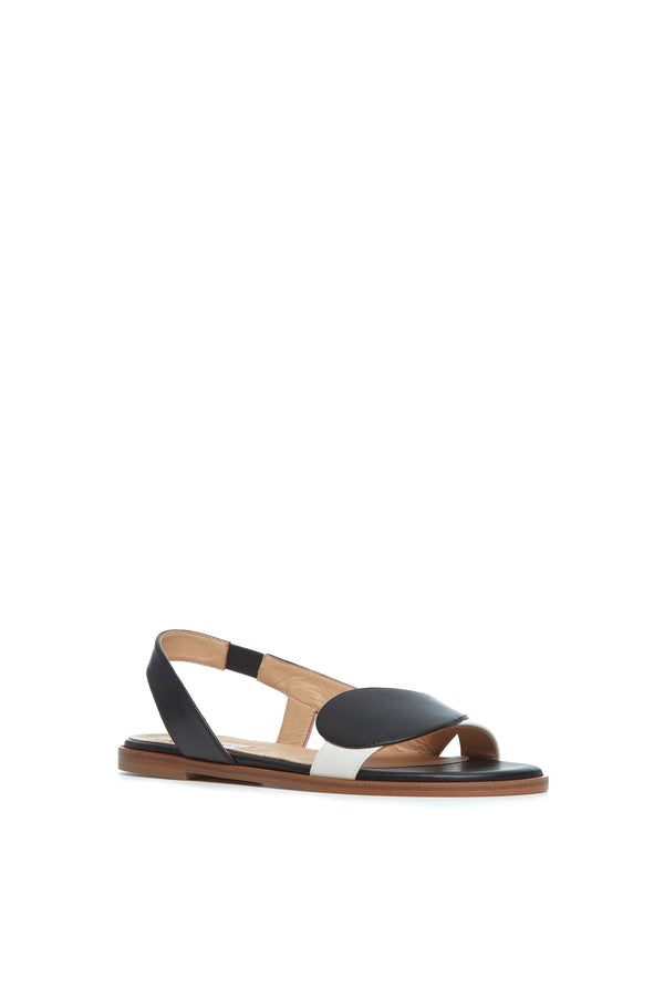 Gabriela Hearst Pippa Flat Sandal In Black & Ivory Nappa Leather