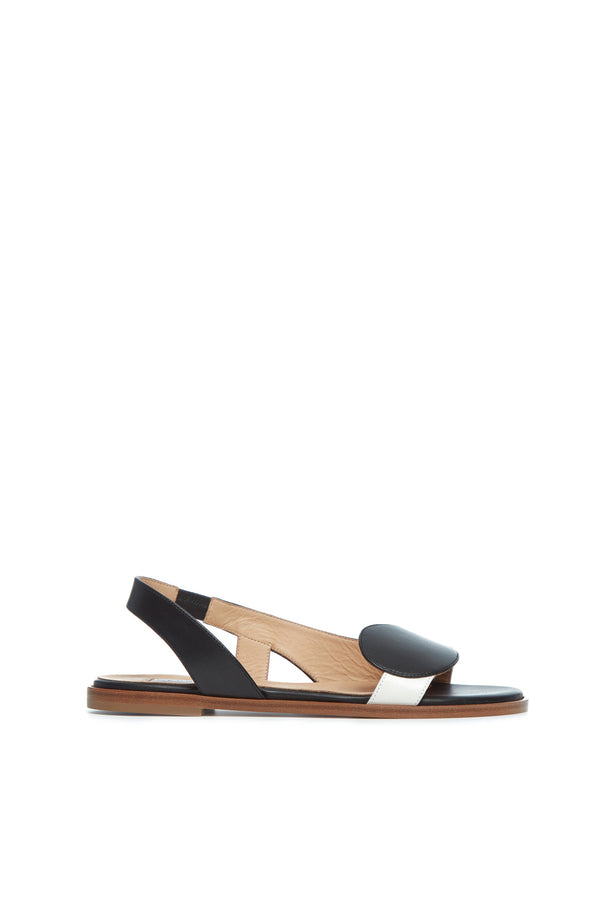 gabriela hearst Pippa Flat Sandal in Black & Ivory Nappa Leather