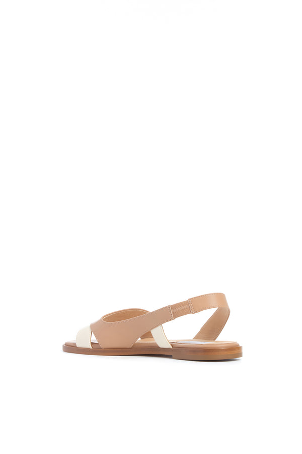 Gabriela Hearst Pippa Flat Sandal In Ivory & Nude Nappa Leather