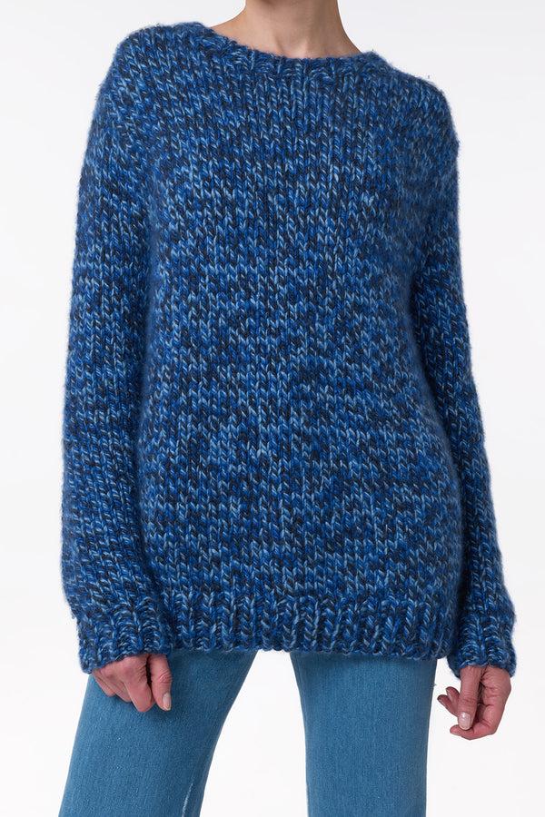 Gabriela Hearst Poros Knit Sweater In Sky Cobalt & Dark Navy Cashmere