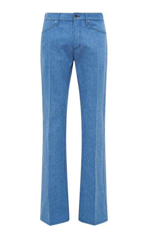 Gabriela Hearst Preston Five Pocket Pant In Light Blue Recycled Cotton Linen Denim