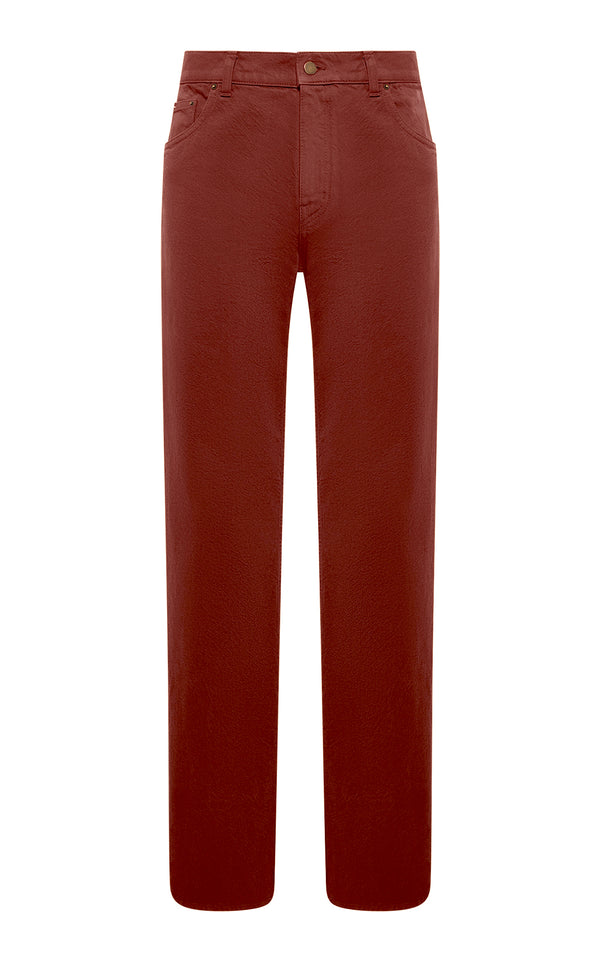 gabriela hearst Rey Straight-leg Five Pocket Pant in Burnt Sienna Recycled Cotton Denim