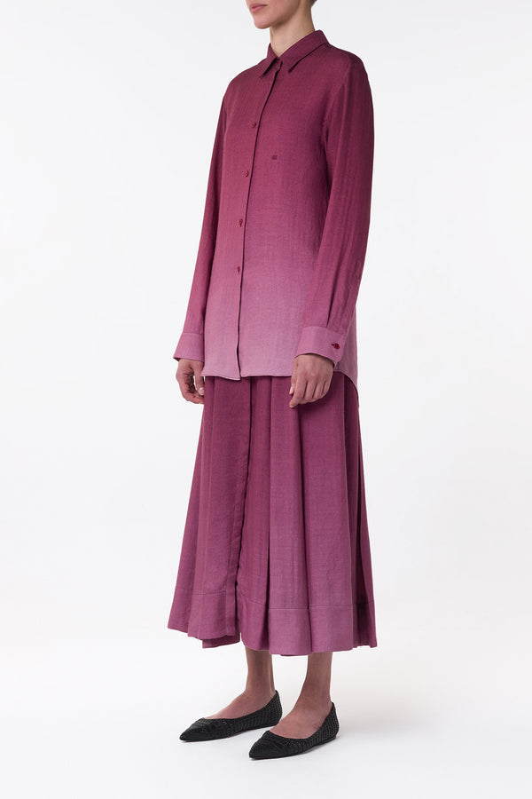 Gabriela Hearst Reyes Shirt In Bordeaux Cashmere Silk Herringbone