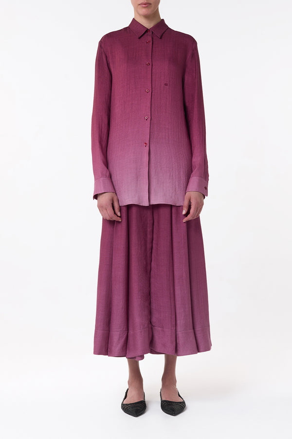Gabriela Hearst Reyes Shirt In Bordeaux Cashmere Silk Herringbone