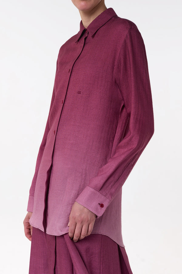 Gabriela Hearst Reyes Shirt In Bordeaux Cashmere Silk Herringbone