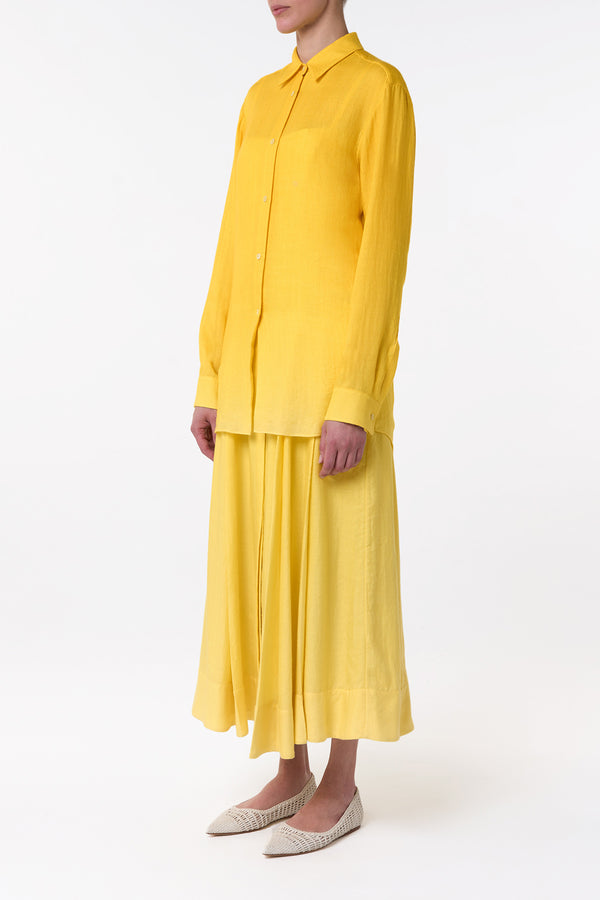 Gabriela Hearst Reyes Shirt In Cadmium Yellow Cashmere Silk Herringbone
