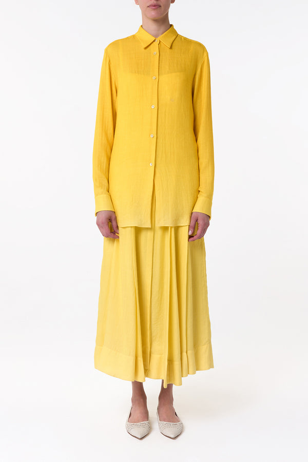 Gabriela Hearst Reyes Shirt In Cadmium Yellow Cashmere Silk Herringbone