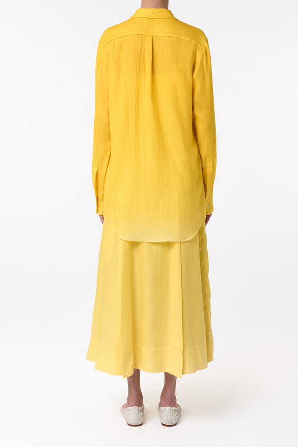 Gabriela Hearst Reyes Shirt In Cadmium Yellow Cashmere Silk Herringbone