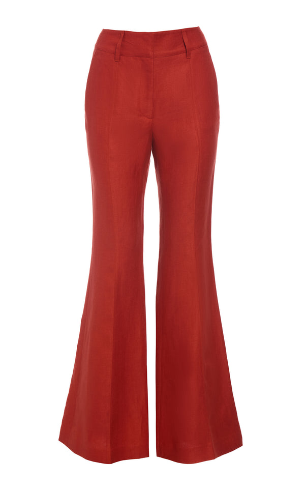 gabriela hearst Rhein Flare Pant in Antelope Orange Linen Twill