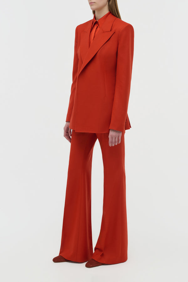 Gabriela Hearst Rhein Flare Pant In Antelope Orange Wool Cashmere Flannel