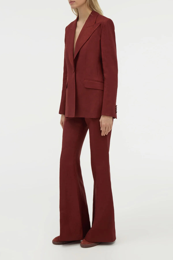 Gabriela Hearst Rhein Flare Pant In Burnt Sienna Linen Twill