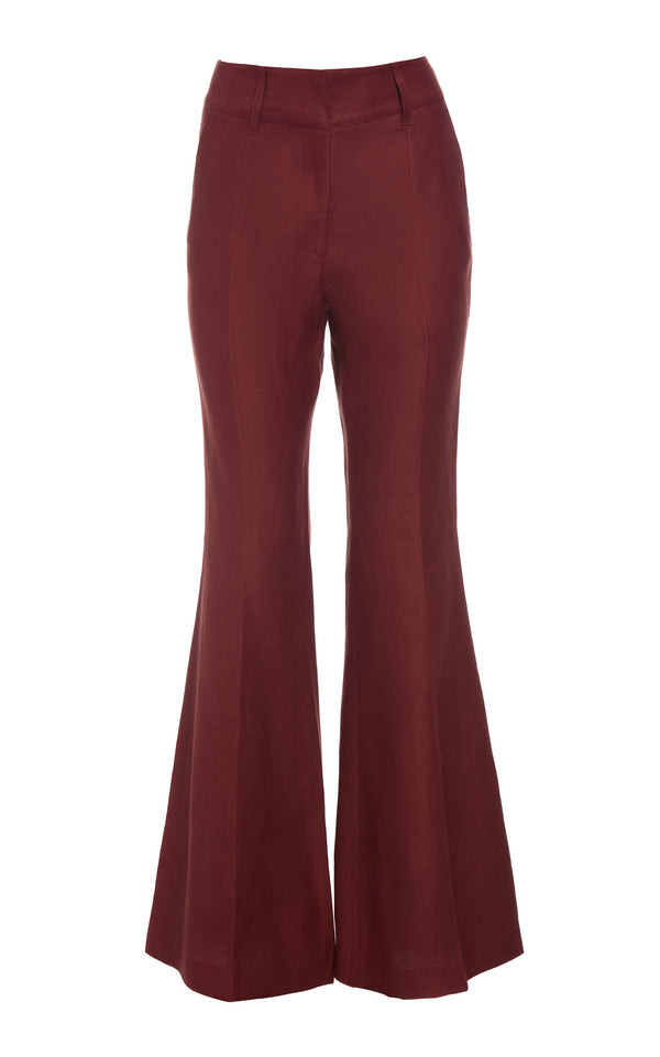 Gabriela Hearst Rhein Flare Pant In Burnt Sienna Linen Twill