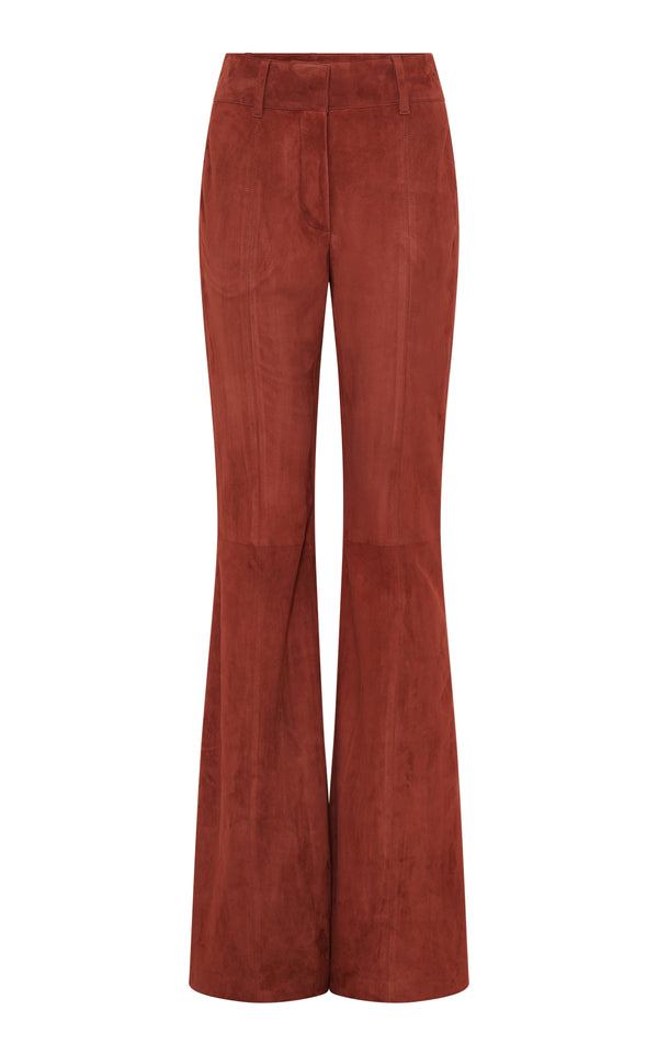 Gabriela Hearst Rhein Flare Pant In Burnt Sienna Suede