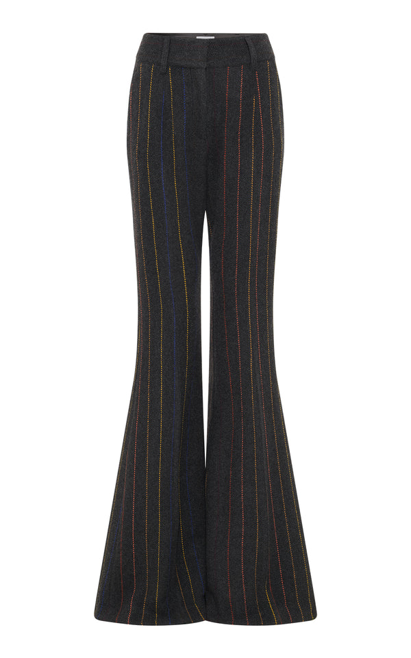gabriela hearst Rhein Flare Pant in Charcoal Multi Pinstripe Wool Cashmere