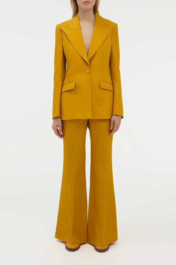 Gabriela Hearst Rhein Flare Pant In Golden Birch Linen Twill