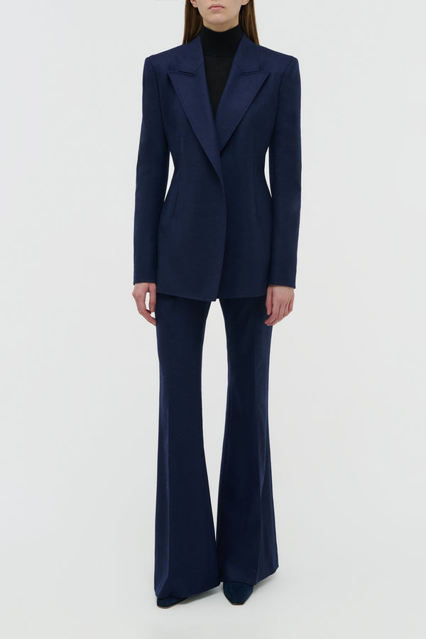 Gabriela Hearst Rhein Flare Pant In Navy Wool Cashmere Flannel