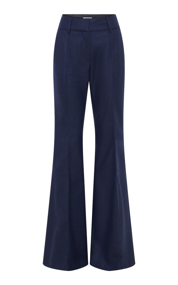 Gabriela Hearst Rhein Flare Pant In Navy Wool Cashmere Flannel