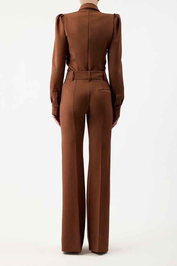 Gabriela Hearst Rhein Pant In Cognac Sportswear Wool