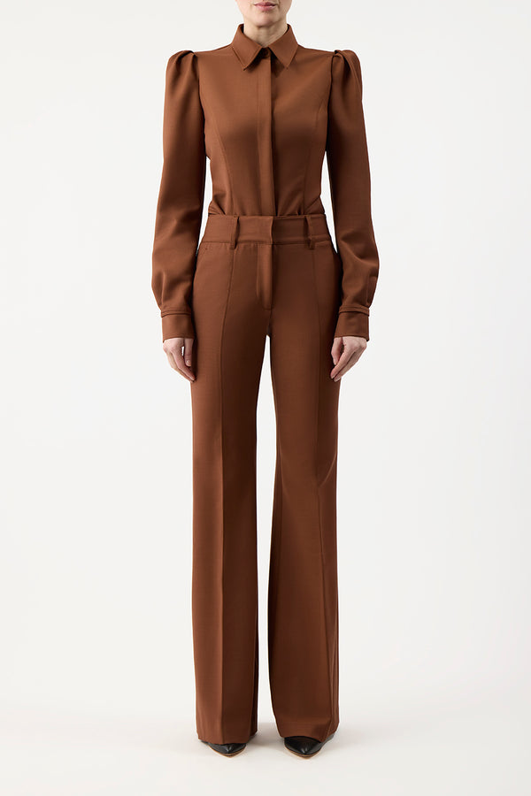 Gabriela Hearst Rhein Pant In Cognac Sportswear Wool