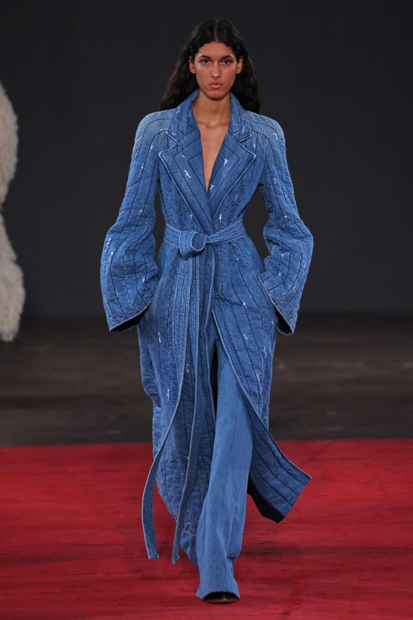 Gabriela Hearst Rhein Pant In Light Blue Recycled Cotton Linen Denim