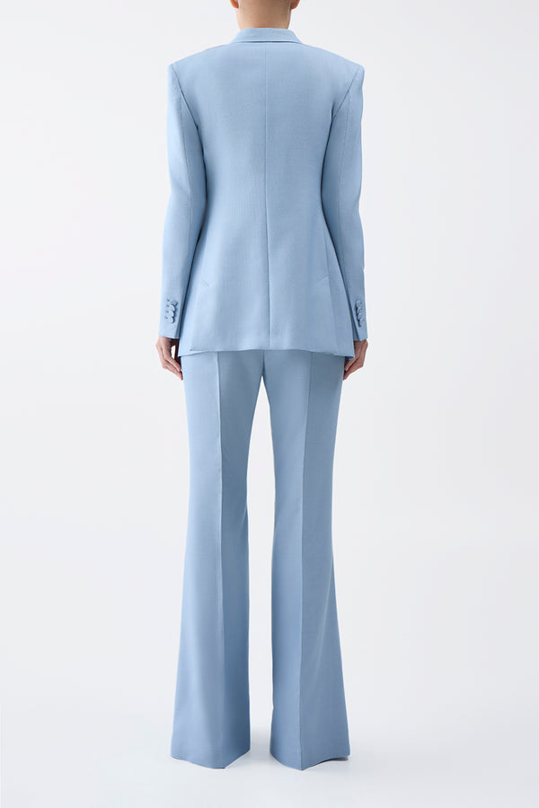 Gabriela Hearst Rhein Pant In Stone Blue Silk Virgin Wool