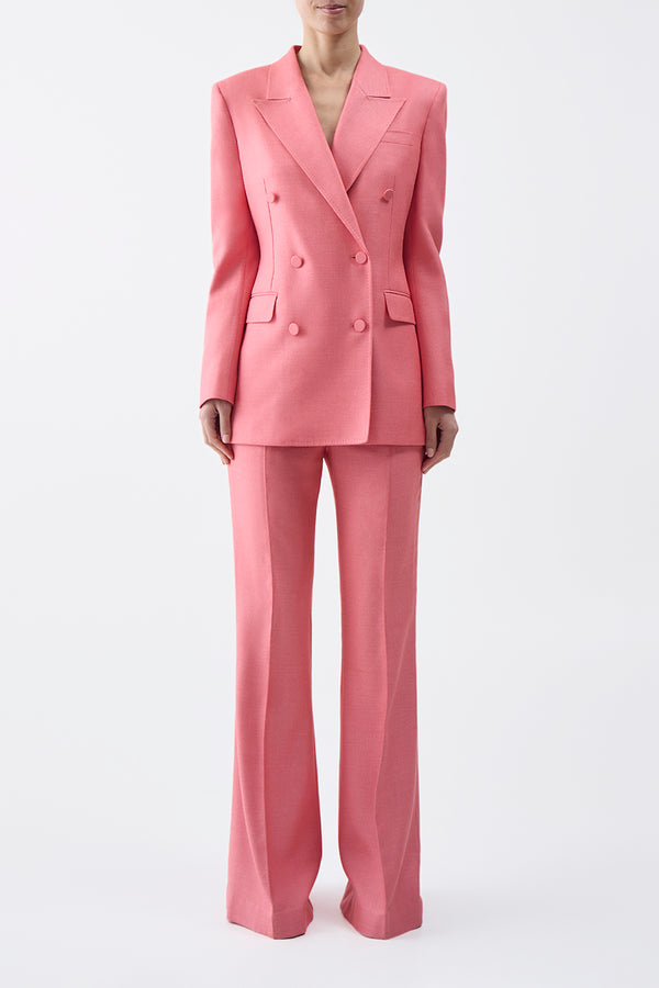 Gabriela Hearst Rhein Pant In Watermelon Silk Virgin Wool