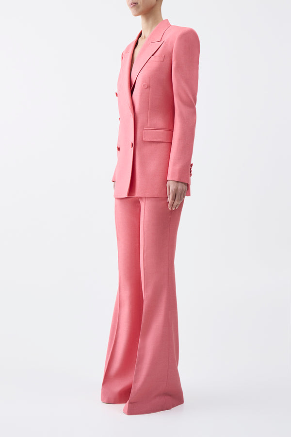 Gabriela Hearst Rhein Pant In Watermelon Silk Virgin Wool
