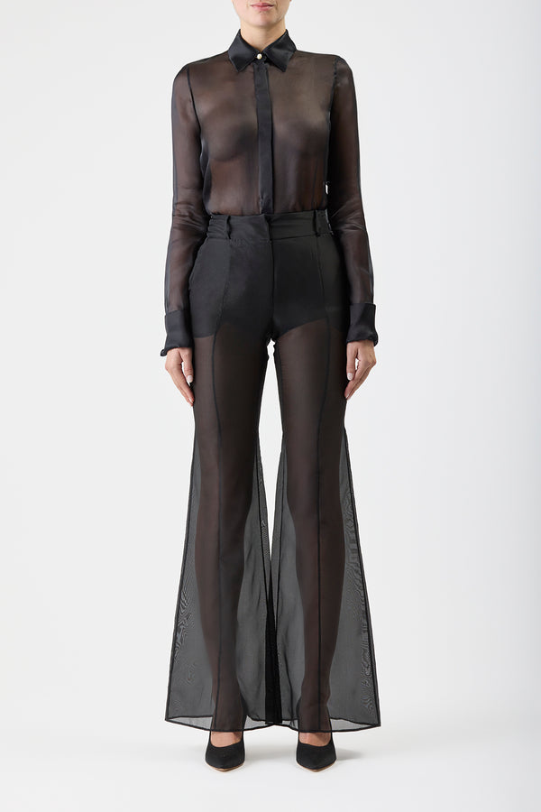 Gabriela Hearst Rhein Sheer Pant In Black Silk Organza