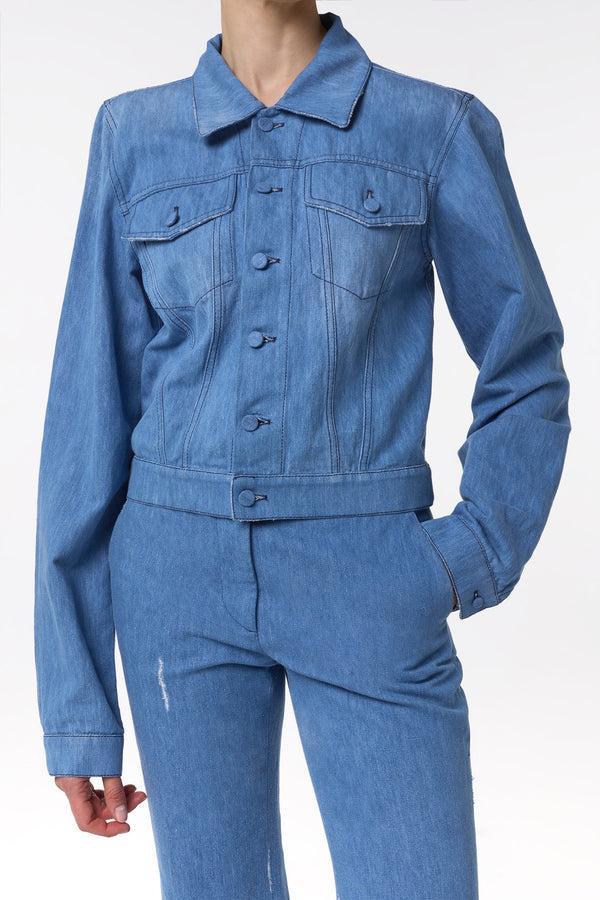 Gabriela Hearst Roland Jacket In Light Blue Recycled Cotton Linen Denim
