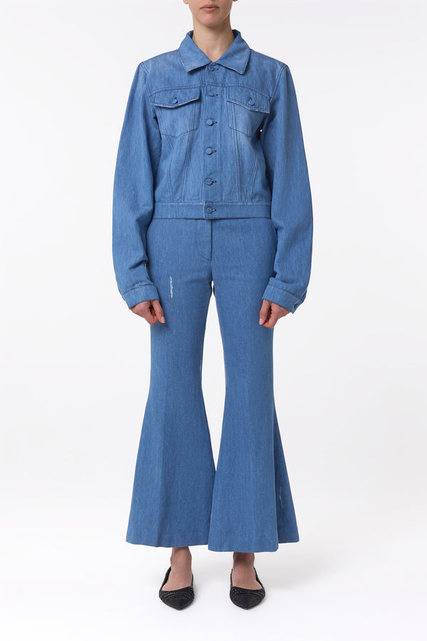 Gabriela Hearst Roland Jacket In Light Blue Recycled Cotton Linen Denim